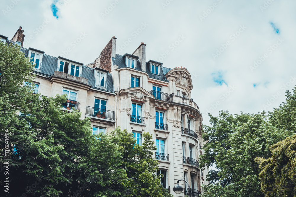 Fototapeta premium Apartment exterior with neoclassical elements