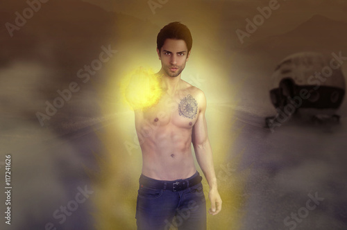 Quadro su tela superhero making a fireball