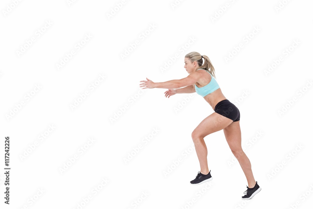 Female athlete jumping Female athlete jumping