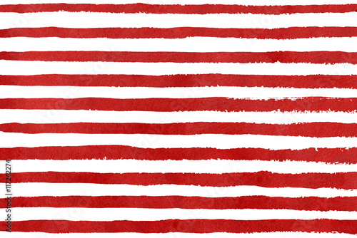 Watercolor red stripe grunge pattern.