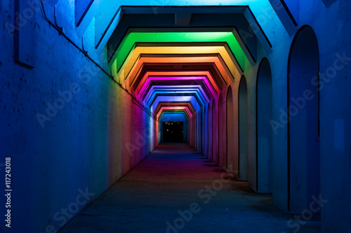Fototapeta Naklejka Na Ścianę i Meble -  A Colorful Sidewalk Tunnel Abstract