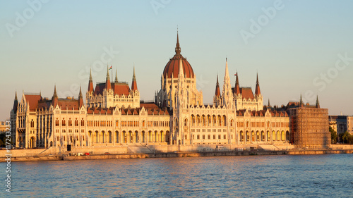 Hungarian parliament along the Donau river in Budapest © VanderWolf Images