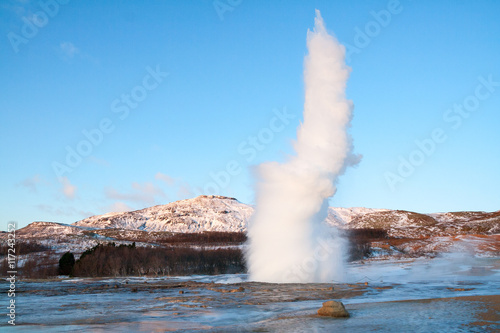 Strokkur geyser in Iceland erupting