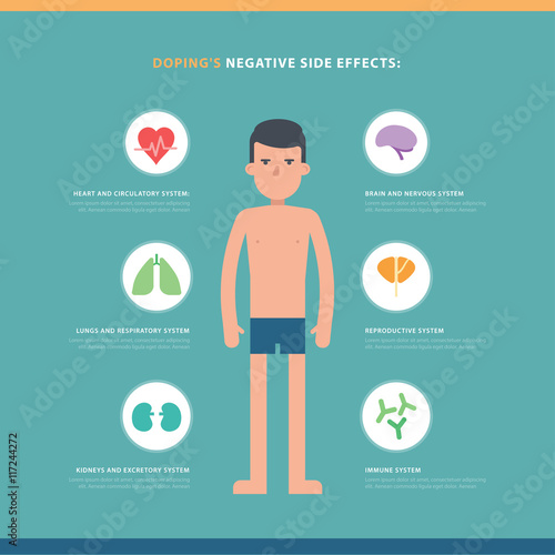 Illustrated concept about doping's negative side effects.