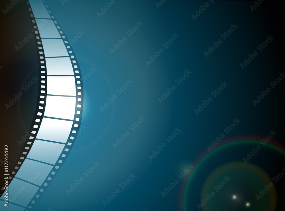 Cinema or Photo film strip with lens flare on dark background. EPS10 vector file