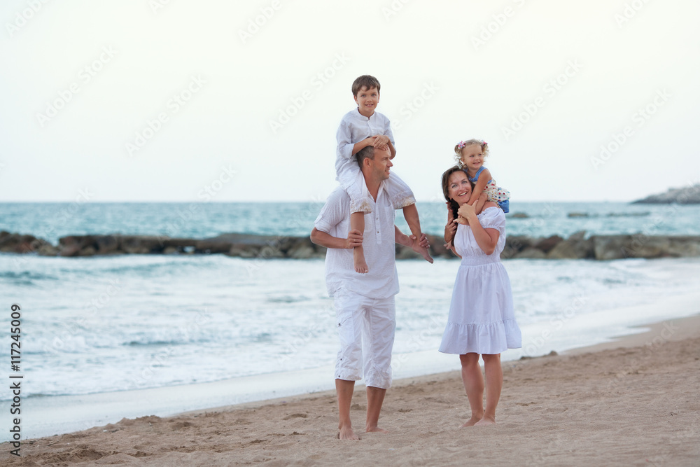 Portrait of Happy big beautiful family near sea, Portrait of Happy big beautiful family near sea,