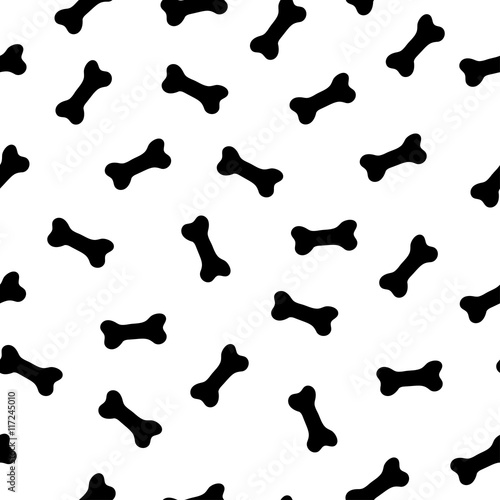 Seamless pattern with cute cartoon bones