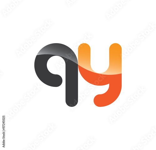 qy initial grey and orange with shine