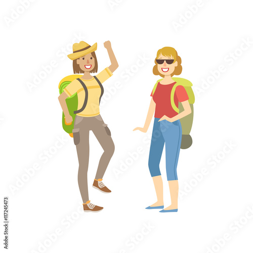 Two Women Going For A Hike With Backpacks