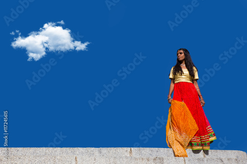 Young beautiful traditional indian woman standing outdoors © Manuel