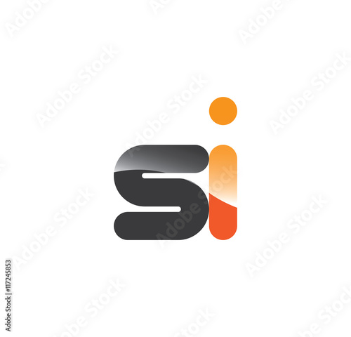 si initial grey and orange with shine