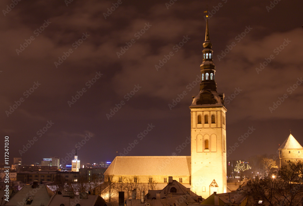 night views of Tallinn on New Year's Eve, Estonia