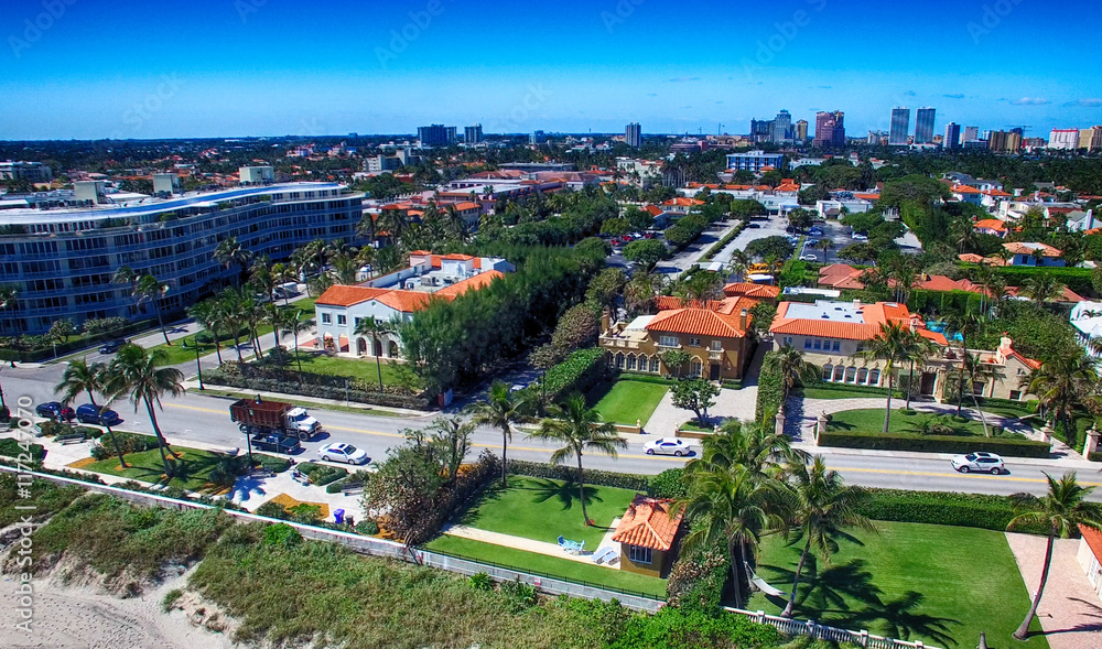 Beautiful aerial view of Palm Beach on a sunny day, Florida