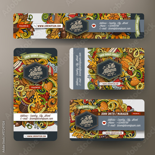 Corporate Identity set with doodles Autumn theme
