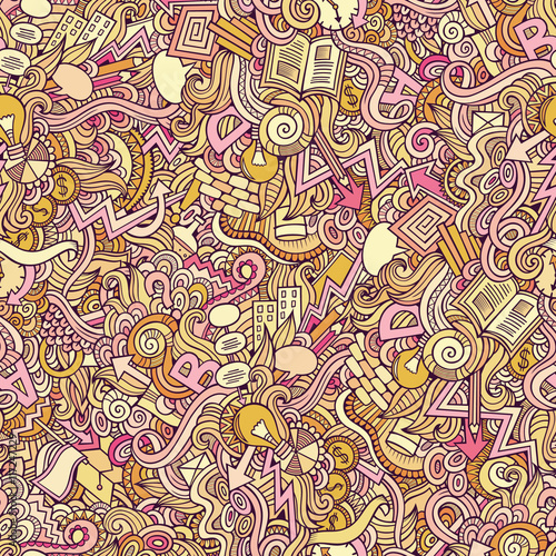 Cartoon cute doodles hand drawn Idea seamless pattern