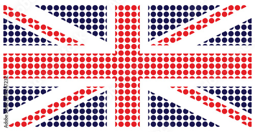 United Kingdom flag constructed from dots 