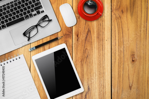 Top view office desks.