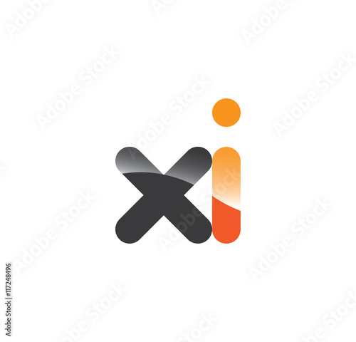 xi initial grey and orange with shine