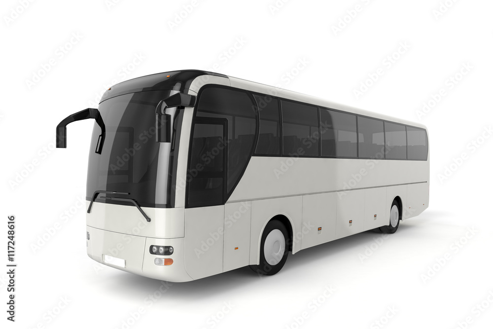 Right side - Bus Mock Up on White Background, 3D Illustration
