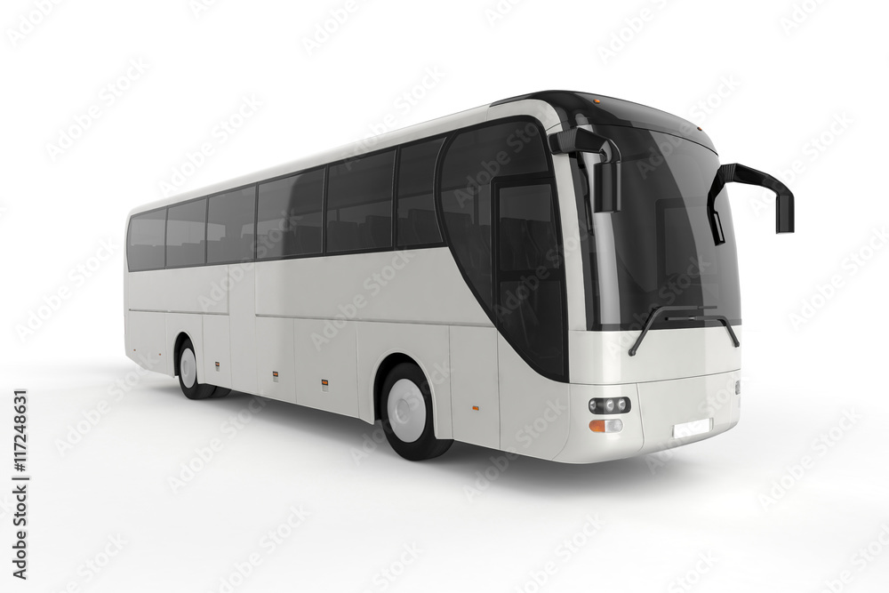 Bus Mock Up on White Background, 3D Illustration