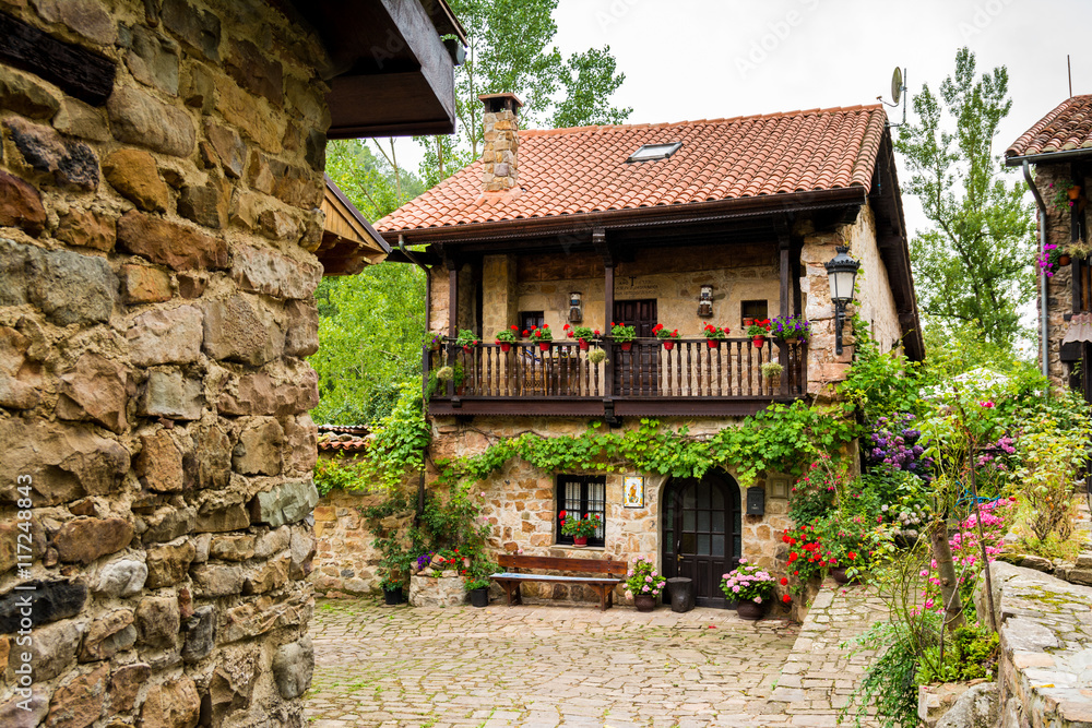 peaceful village of barcena mayor, spain peaceful village of barcena mayor, spain