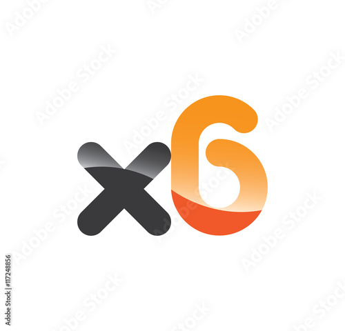 x6 initial grey and orange with shine