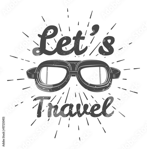 Retro aviator pilot glasses goggles. Vintage object. Vector Illustration. Isolated on white.