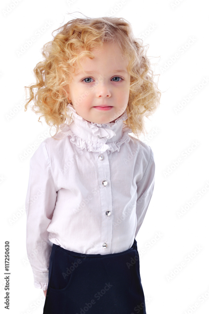 portrait of a little girl with glasses isolated one white portrait of a little girl with glasses isolated one white