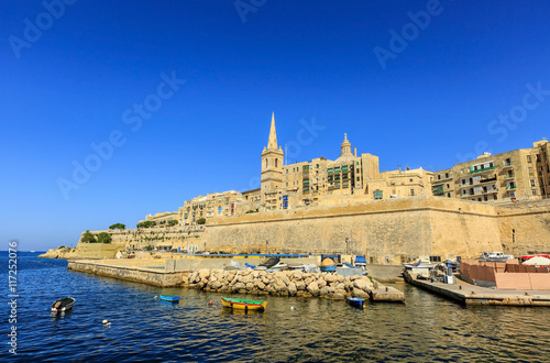 Landscape of Valletta city, capital of Malta on sunny day with blue sky