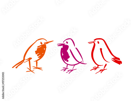 birds icon set. shabby anim...