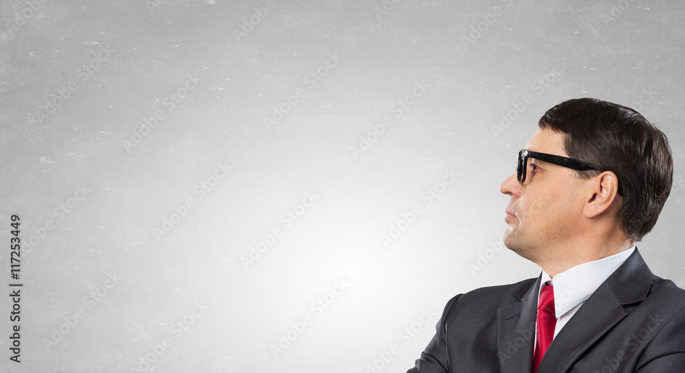 Experienced adult businessman . Mixed media Experienced adult businessman . Mixed media