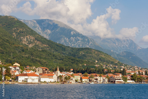 Donja Lastva village at the foot of mount Vrmac. Bay of Kotor, Montenegro