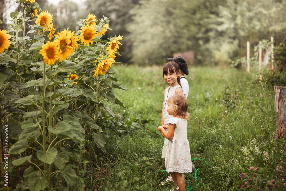 Children happy outdoors.