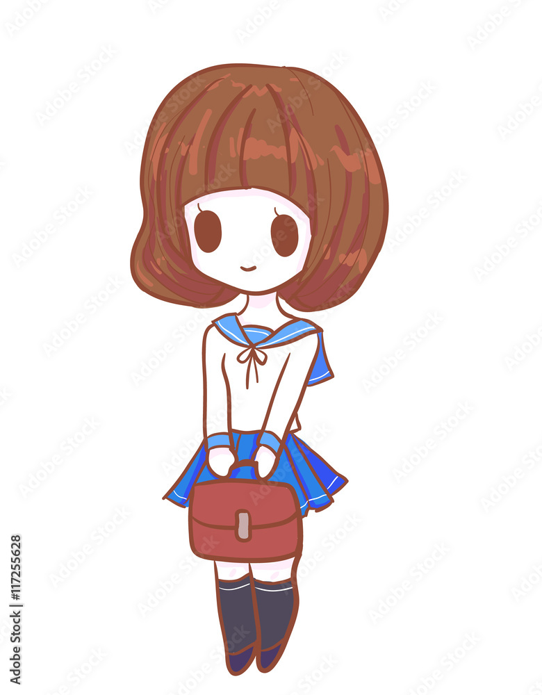 Cute japanese uniform student illustration Cute japanese uniform student illustration