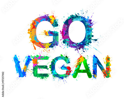 Go vegan. Splash paint inscription