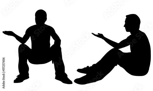 silhouettes of men begging