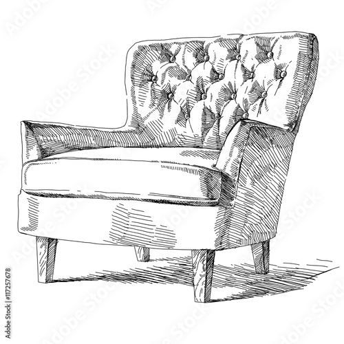 Modern interior hand drawing vector.