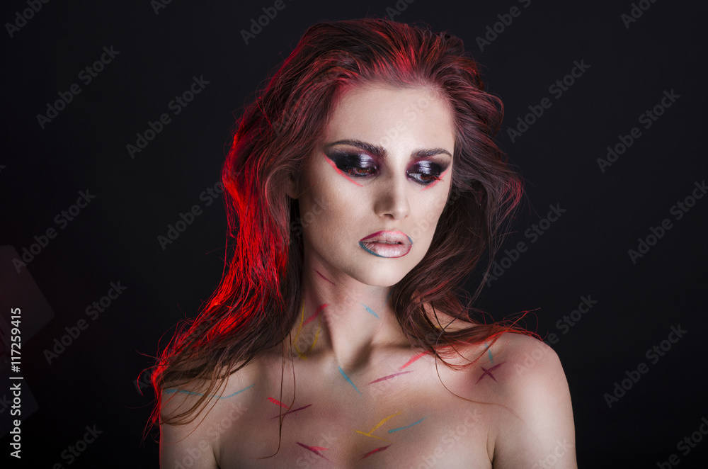 Naklejka premium Body Art on a red-haired girl