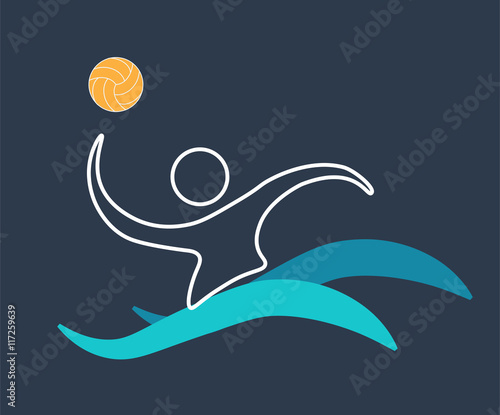Water polo player logo gesigne