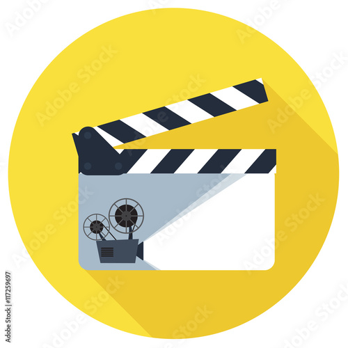 Open clapper board icon in flat style