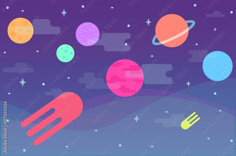Flat colorful cosmos game background