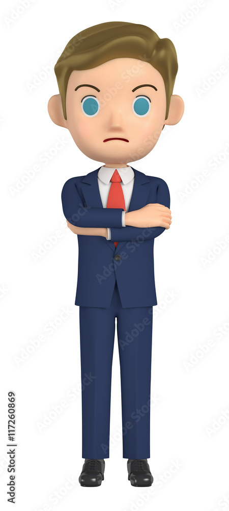 3D illustration character - A small business man is angry.