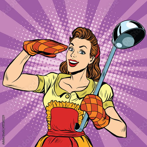 Retro housewife in kitchen