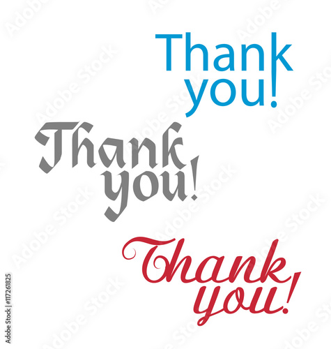 Thank you text collection on white background