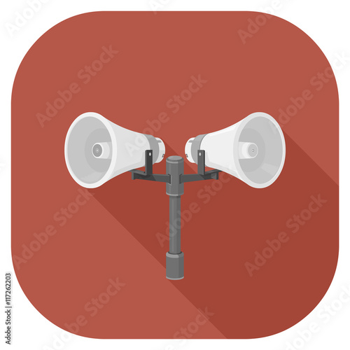 A vector illustration of Announcement Speakers Flat Icon.
Speakers internet Icon - Warning Siren Loudhailer Communication Icon Concept.