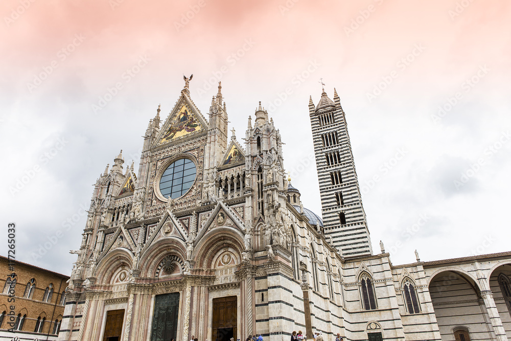 exteriors and details of Siena cathedral, Siena, Italy