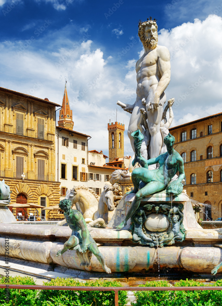 The Fountain of Neptune on the Piazza della Signoria. Florence