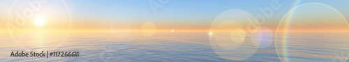 panorama of sea sunset. ocean sunrise. banner