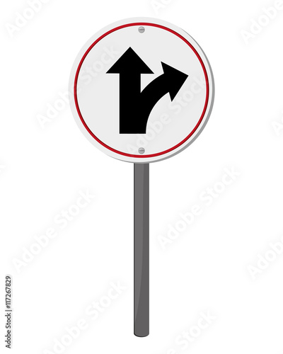 flat design bifurcation traffic sign icon vector illustration