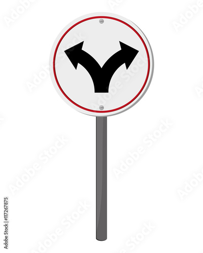 flat design bifurcation traffic sign icon vector illustration